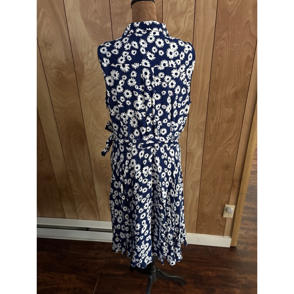 Hobbs London Navy Blue White Daisy Floral Sleeveless Shirt Dress Size US 10 - Picture 3 of 9